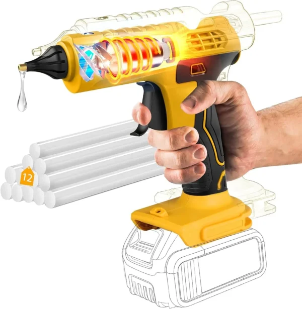 Cordless Hot Glue Gun 100W for Dewalt 20V Battery - Handheld Wireless Power Tool