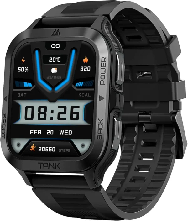 Rugged 50M Waterproof Smart Watch for Men - Bluetooth Health Tracker