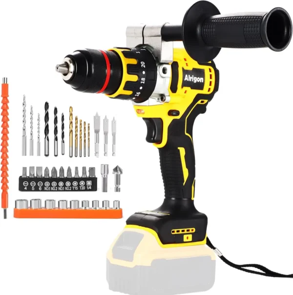 Cordless Hammer Drill with 20+1+1 Metal Clutch - Compatible with Dewalt 20V Battery
