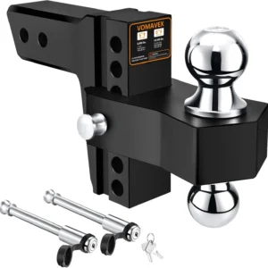 Adjustable Trailer Hitch - 6" Drop/Rise Tow Hitch with Dual Tow Balls
