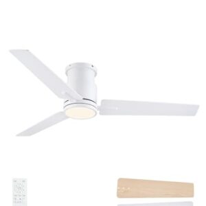 CJOY 52" Flush Mount Ceiling Fan with Lights and Remote Control