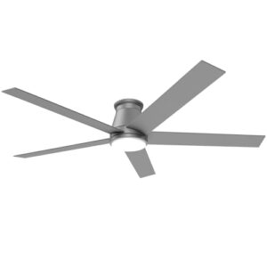 60 Inch Flush Mount Ceiling Fan with Reversible DC Motor - Matte Silver