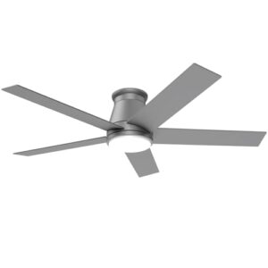 52 Inch Flush Mount Ceiling Fan with Light - Matte Silver