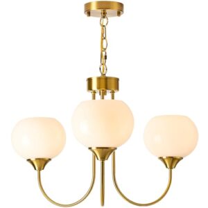 Modern Globe Sputnik Chandelier - 3-Light Milk Glass Vintage Pendant Light
