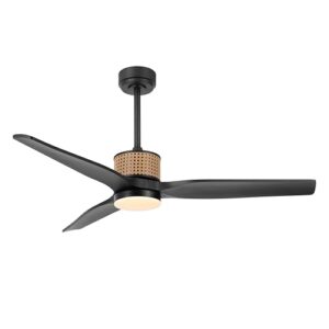 LEDLUX 52" Reversible Ceiling Fan with Light and Remote Control - Black