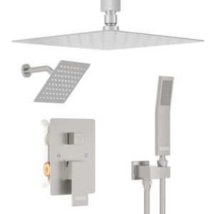 High-Pressure Rainfall Shower System with Handheld Spray and 12'' Ceiling Mount Head