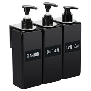 Wall-Mounted Soap Dispenser Set - 3pcs 16.9oz Refillable Bottles with Waterproof Labels