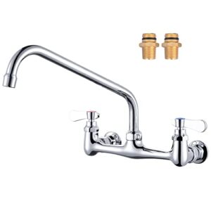 iVIGA Commercial Sink Faucet with 12" Swivel Spout - 8" Center Wall Mount Kitchen Faucet