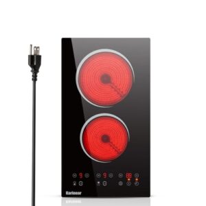 Karinear 110V Electric Cooktop 2 Burner - 12 Inch Countertop Ceramic Stove