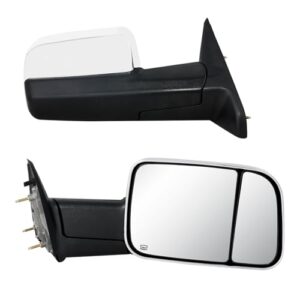 Towing Mirrors for Dodge RAM 1500 (2009-2016) & Ram 2500/3500 (2010-2016) - Chrome Housing, Electric Adjustable Glass, Sensor