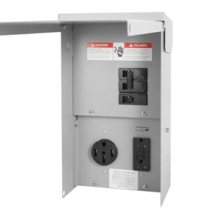 Weatherproof RV Electrical Power Outlet Panel with 50 Amp Breaker