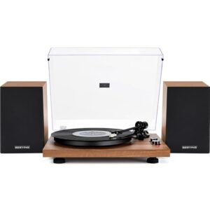 Vinyl Record Player Turntable with Wireless Speakers - HiFi Stereo System