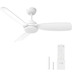 44 Inch Modern Ceiling Fan with Lights and Remote Control - White