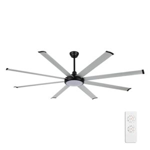 WINGBO 64" Matte Black Ceiling Fan with Remote Control and Lights