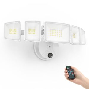 5 Adjustable Heads Dusk to Dawn LED Outdoor Flood Light - 55W, 5000LM with Remote Control