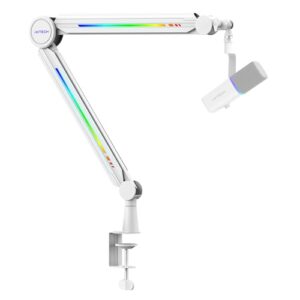 IXTECH RGB Mic Boom Arm - Adjustable Overhead Microphone Stand for Live Streaming & Podcasting