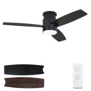 44 Inch Flush Mount Ceiling Fan with Remote and Reversible Blades