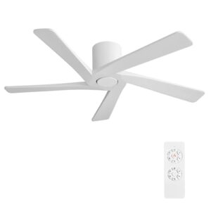54 Inch Flush Mount DC Ceiling Fan - 5 Blades, 6-Speed Reversible Motor