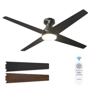52 Inch Low Profile Ceiling Fan with Light and Remote Control