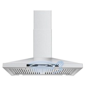 30-Inch Chimney-Style Wall Mount Range Hood with Touch & Gesture Control