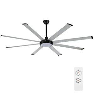 WINGBO 80" Matte Black Ceiling Fan with Lights and Remote Control