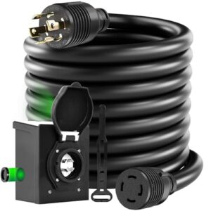 30A 15FT Generator Extension Cord with Pre-Drilled Power Inlet Box