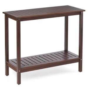Mederlo Outdoor Console Table - Weather-Resistant Acacia Wood with Storage Shelf
