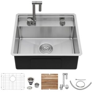 21 x 19 Inch RV Undermount Bar Sink Workstation - 16 Gauge Stainless Steel