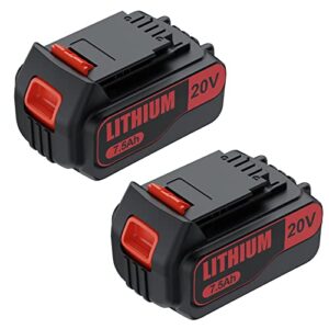 7.5Ah Upgraded Lithium Battery for Black & Decker 20V Tools - 2 Pack