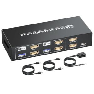 Dual Monitor HDMI KVM Switch for 2 Computers - 4K@60Hz