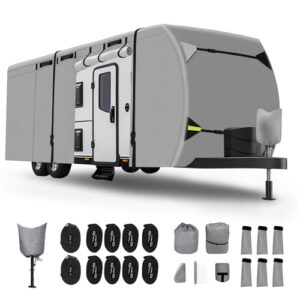 Upgraded 300D Oxford Fabric RV Travel Trailer Cover (22-24 FT) - Waterproof and Windproof Protection
