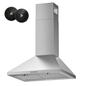 24-Inch 600 CFM Stainless Steel Kitchen Range Hood - Ducted/Ductless Convertible