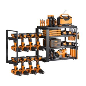 Heavy Duty 3-Layer Power Tool Organizer Wall Mount with Charging Station