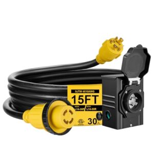 15FT 30 Amp Generator Cord with Pre-Drilled Power Inlet Box