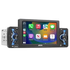 5-Inch Touchscreen Single Din Car Stereo with Wireless CarPlay & Android Auto