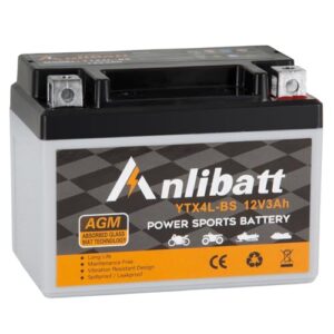 Premium 12V 3Ah Sealed AGM Motorcycle Battery - YTX4L-BS Replacement