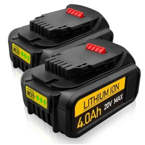 2 Pack 20V 4.0Ah Li-ion Replacement Battery for Dewalt Power Tools