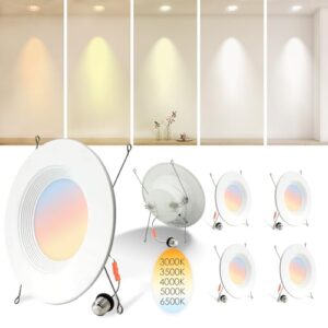 6 Inch Ultra-Thin Recessed LED Lighting - 4 Pack with 5CCT Selectable Colors