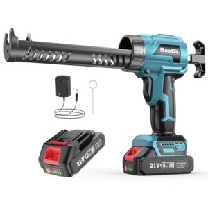 Battery Powered Cordless Caulking Gun - Electric No Drip Tool for 10 Oz Adhesive
