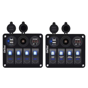 Waterproof Boat Rocker Switch Panel with Dual USB and Voltage Meter