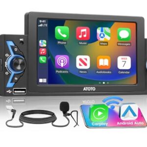 Single Din Car Stereo Screen with Wireless CarPlay & Android Auto