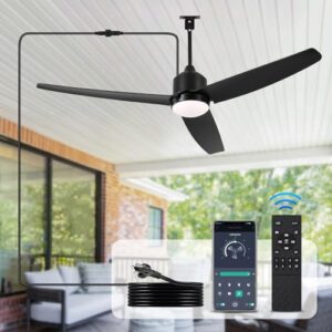 BZX Waterproof Outdoor Ceiling Fan with Light - 52" Modern Design, Remote Control & App Functionality