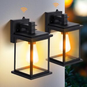 Dusk to Dawn Outdoor Wall Light Fixture - Matte Black Waterproof Lantern