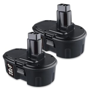 2-Pack 4.8Ah DC9096 Ni-MH Rechargeable Battery for Dewalt 18V Tools