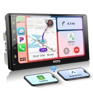 7-Inch Double Din Car Stereo with Wireless CarPlay and Android Auto