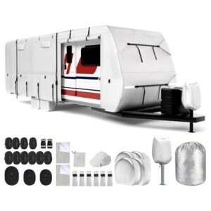 Oxford Fabric Travel Trailer RV Cover - 30-33 Feet with Waterproof and Tearproof Protection
