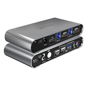 2 Ports DP USB 2.0 KVM Switch 4K@60Hz - Dual Computer Control with Wired Remote