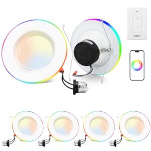 Xsky Smart LED Ceiling Light Fixture - 6 Inch Dimmable Flush Mount - Compatible with Zigbee and Alexa - 4 Pack