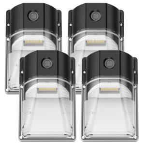 30W Mini LED Wall Pack Light with Dusk to Dawn Photocell - 5000K Outdoor Lighting (4 Pack)