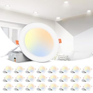 6 Ultra-Thin 5CCT LED Recessed Ceiling Lights - 12W Dimmable Downlight (4-Pack)